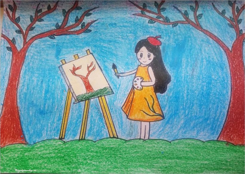 Vẽ tranh đề tài ước mơ của em trở thành họa sĩ vẽ tranh giỏi