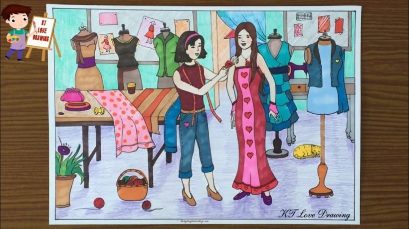 Vẽ tranh đề tài ước mơ của em trở thành nhà thiết kế thời trang