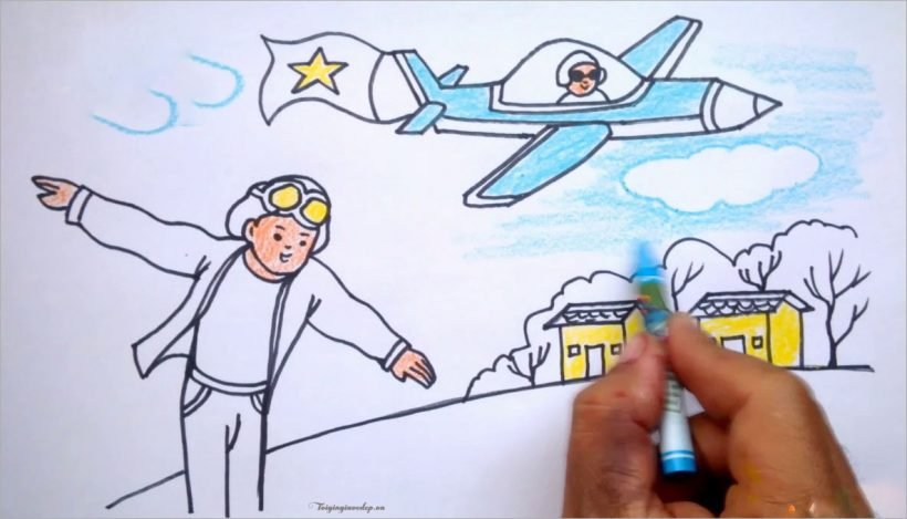 Vẽ tranh đề tài ước mơ của em trở thành phi công
