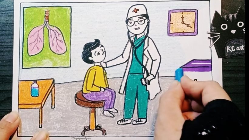 Vẽ tranh ước mơ của em trở thành bác sĩ