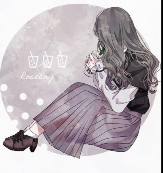 hình ảnh avatar nữ chill uống trà sữa