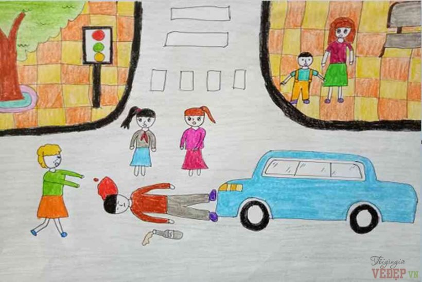 Vẽ an toàn giao thông lớp 7 đơn giản