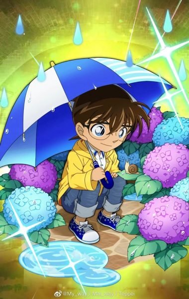 ảnh Conan ngầu bên hoa cẩm tú cầu