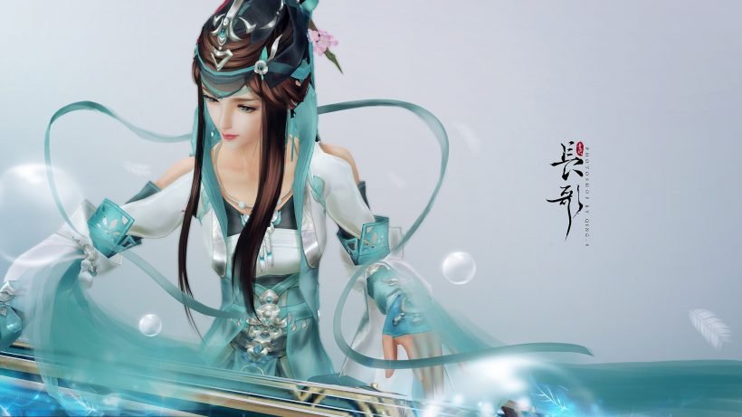 ảnh kiếm hiệp - hiệp nữ y phục xanh