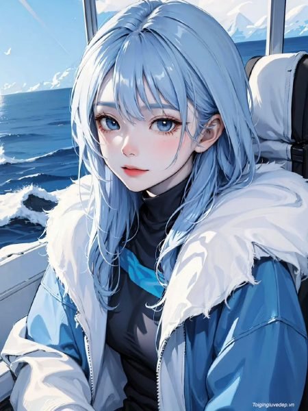 Hình ảnh avatar nữ đẹp cho con Gái tóc xanh