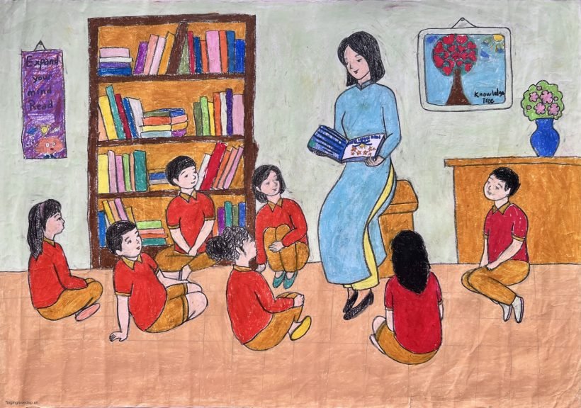 Vẽ tranh ước mơ của em làm cô giáo