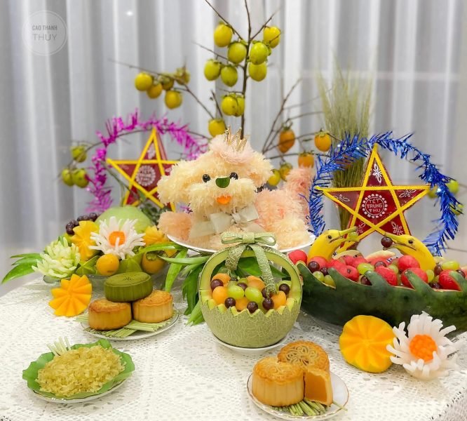 Mâm cỗ Trung Thu trang trí đẹp đơn giản
